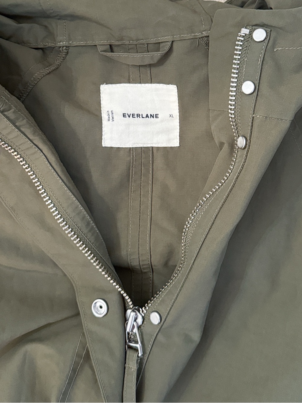 Everlane Olive THE ANORAK Hooded Rain Parka Jacket size XL - Picture 8 of 11